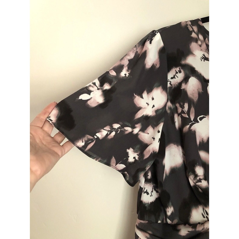 SIMPLY VERA VeraWang Womens Size L Dress Charcoal Pink Floral Hi Low Dress - Picture 3 of 10